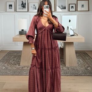 Chic Long Sleeve Burgundy Dress